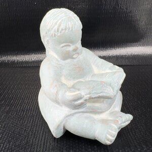 Vintage Isabel Bloom Girl Reading A Book Figurine Heavy Paperweight Figure Decor